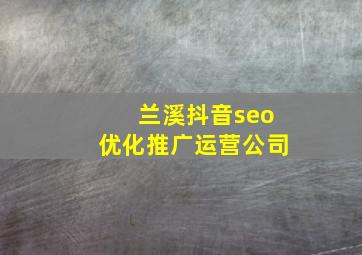 兰溪抖音seo优化推广运营公司